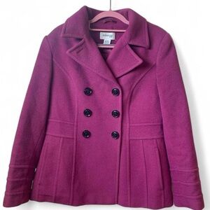 St John’s Bay -Women's Double-Breasted Dark Fuchsia Coat